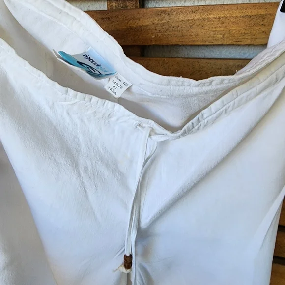 Y2K RIPCURL pants  white linen/viscose/cotton casual Size 12 - Picture 6 of 11